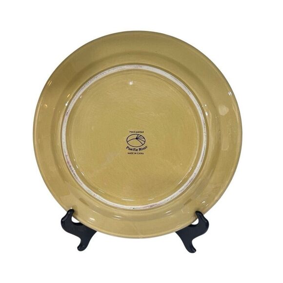 Pacific Rim Decorative Plate Round 10 3/4" Hand Painted Palm Tree Basket Weave - Picture 3 of 9